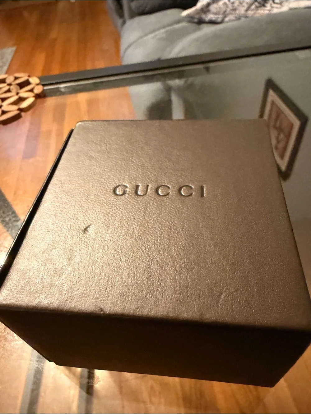 Gucci Silver-Tone Open Square Ring size 4.5